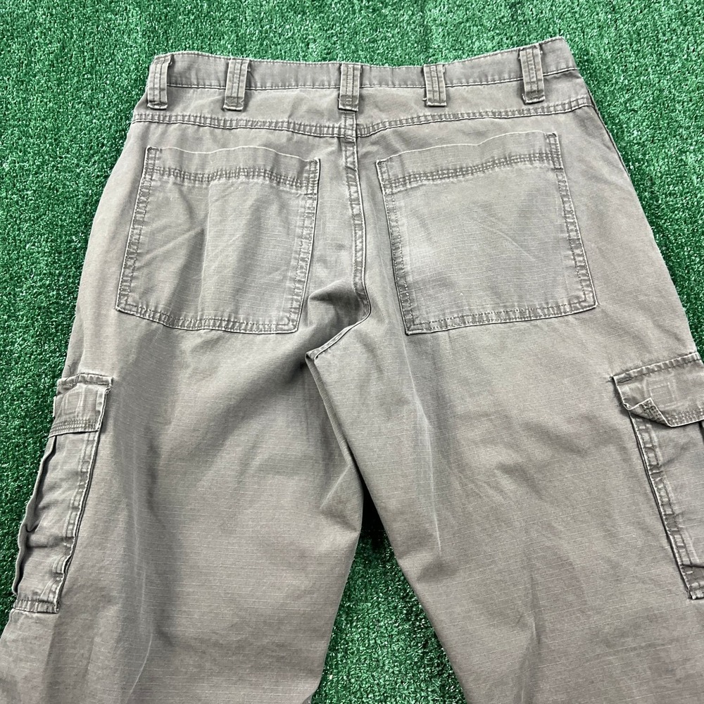Wrangler Cargo Canvas Pants Mens 35x29" Gray Workwear Baggy Straight Modern‎ - Picture 5 of 9